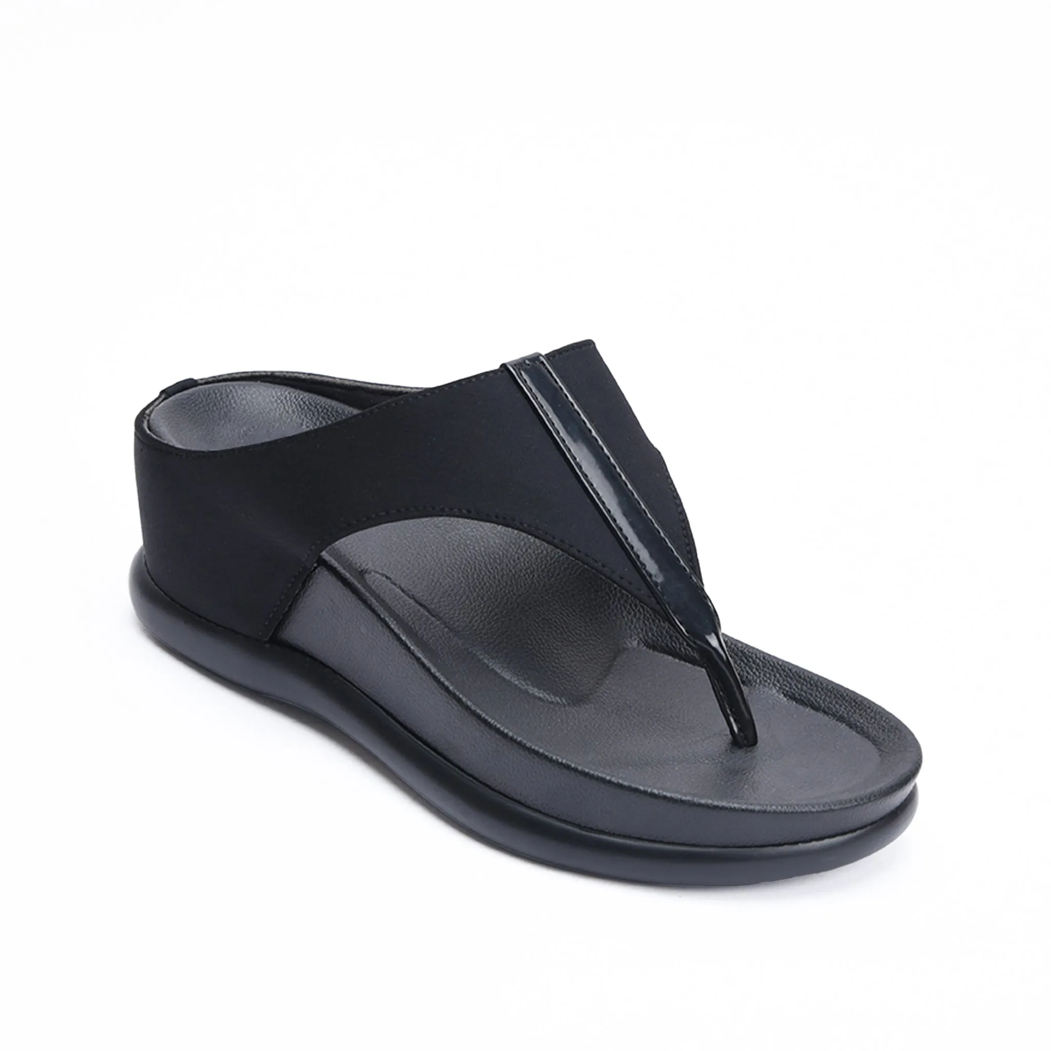 Modern Black Comfort Wedge Slippers | 732R-C