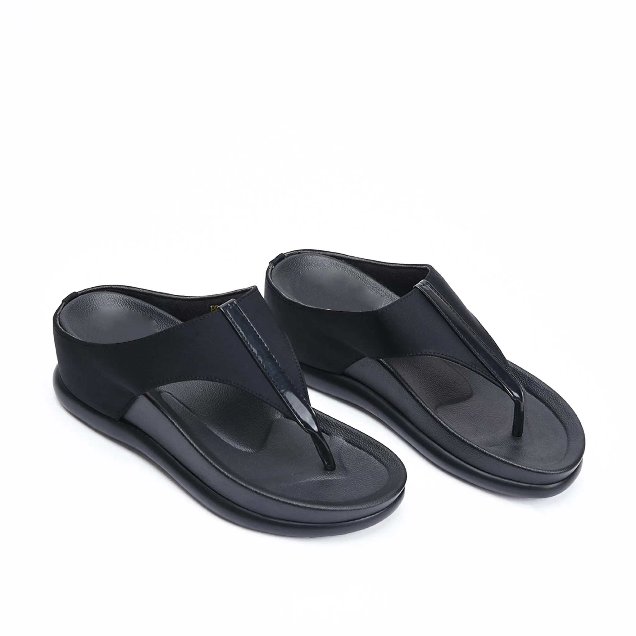 Modern Black Comfort Wedge Slippers | 732R-C