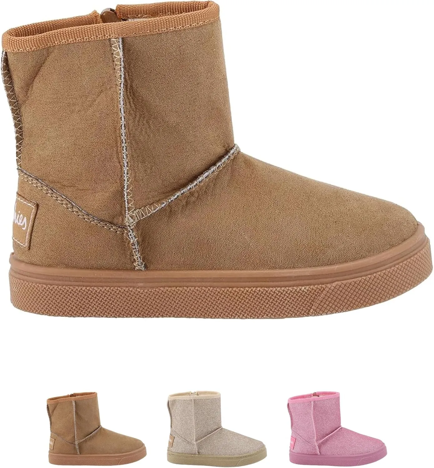 Oomphies Frost Kids' Cozy Boots with Faux Fur Lining and Side Zipper  Durable Microfiber Upper, Rubber Sole