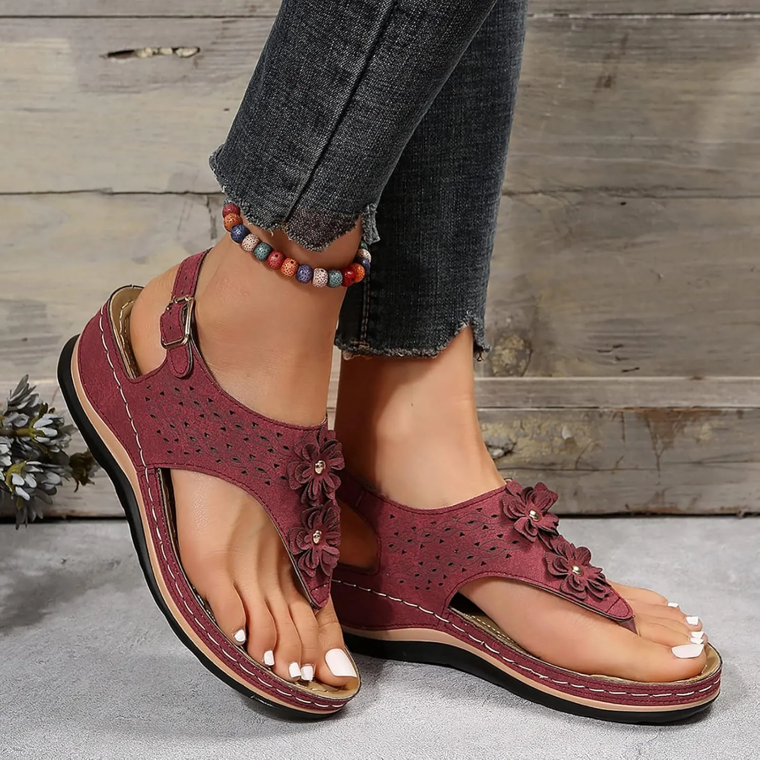Orthotic Sandals for Women with Arch Support Flip Flops Beach Wedge Sandal Dressy Summer Arch Support Shoes for Woman Wedge Shoes Slip On Dressy Sandalia Ortopedica De Mujer
