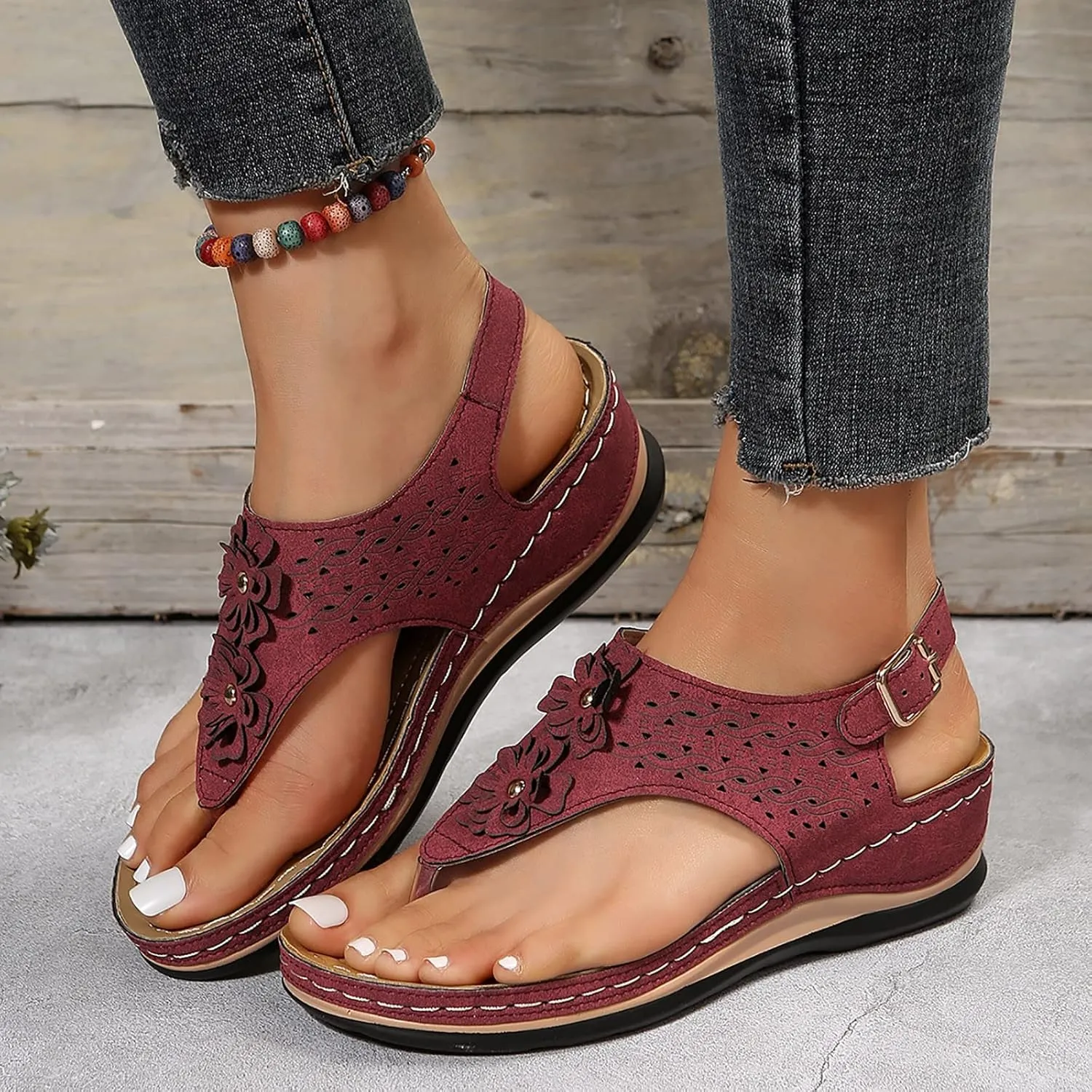 Orthotic Sandals for Women with Arch Support Flip Flops Beach Wedge Sandal Dressy Summer Arch Support Shoes for Woman Wedge Shoes Slip On Dressy Sandalia Ortopedica De Mujer