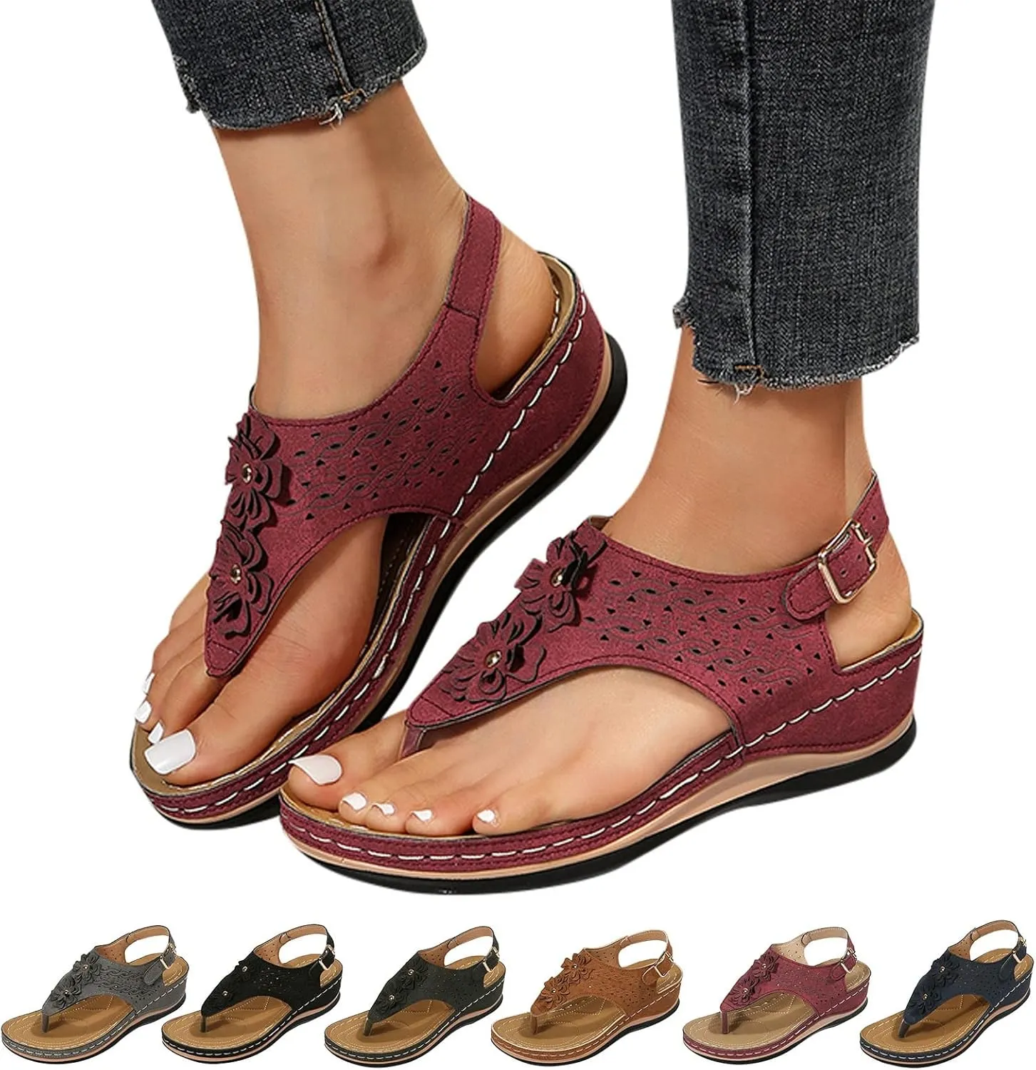 Orthotic Sandals for Women with Arch Support Flip Flops Beach Wedge Sandal Dressy Summer Arch Support Shoes for Woman Wedge Shoes Slip On Dressy Sandalia Ortopedica De Mujer