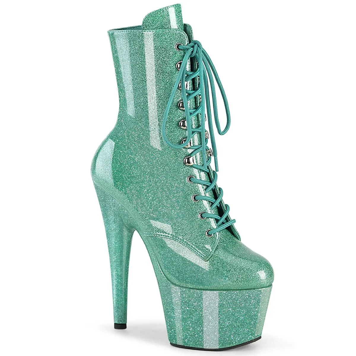 Pleaser Adore 1020GP Womens 7" Heel, Platform Front Lace Pole Dance Ankle Boots