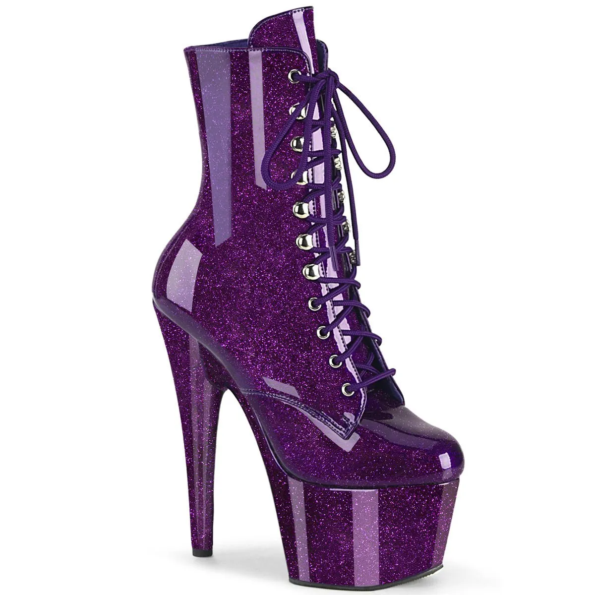 Pleaser Adore 1020GP Womens 7" Heel, Platform Front Lace Pole Dance Ankle Boots