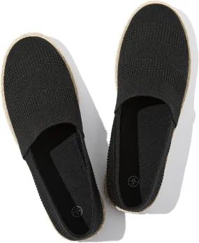 POVOGER Women's Black Flats Mesh Slip On Shoes Breathable Loafers Espadrilles Flats Soft Womens Casual Shoes