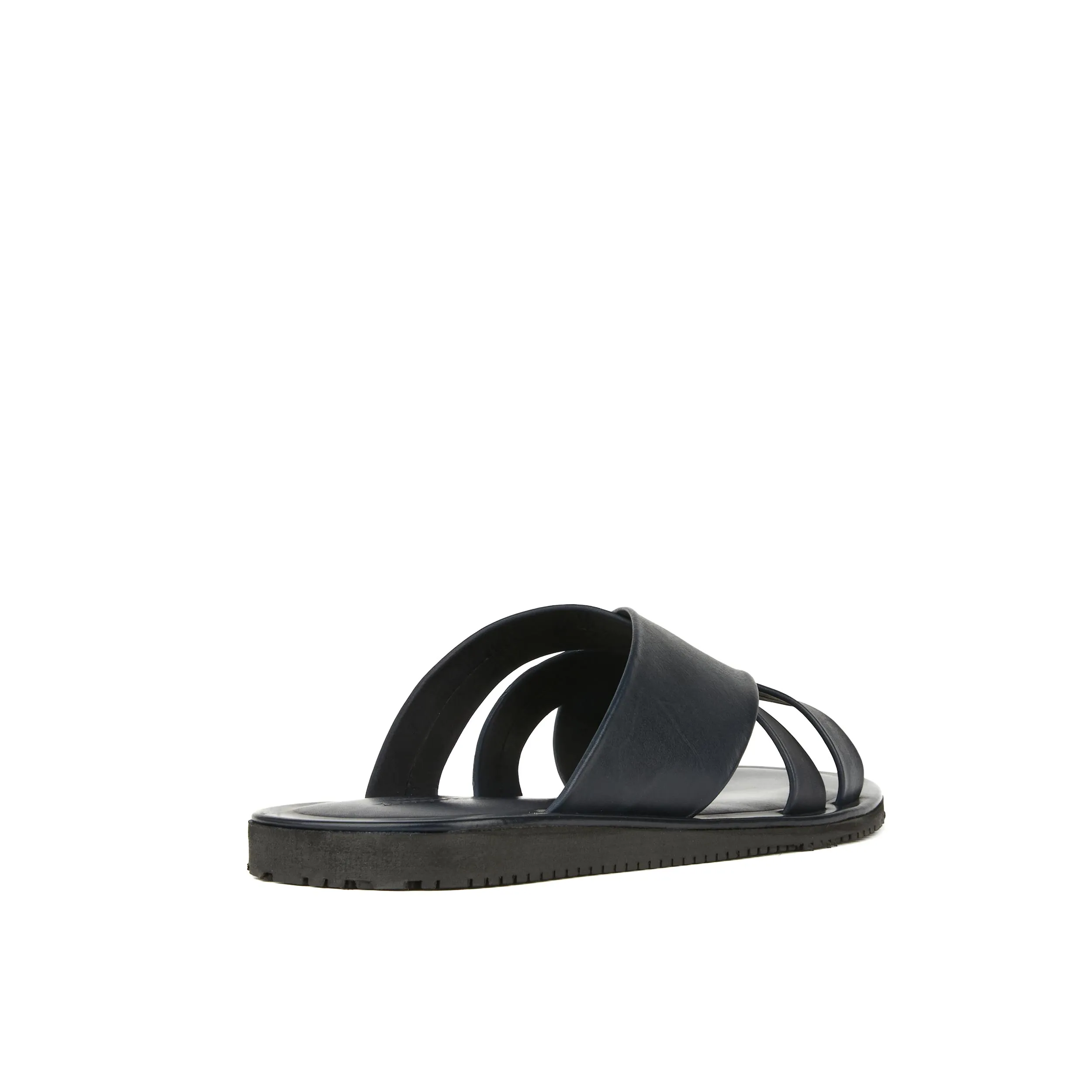 Rio - Navy - Men's crossover straps fully leather lined slide sandal