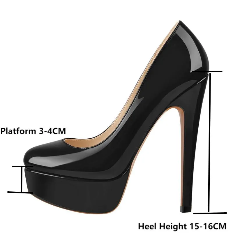 Round Toe Platform Slip On Pumps  High Heels Shoes