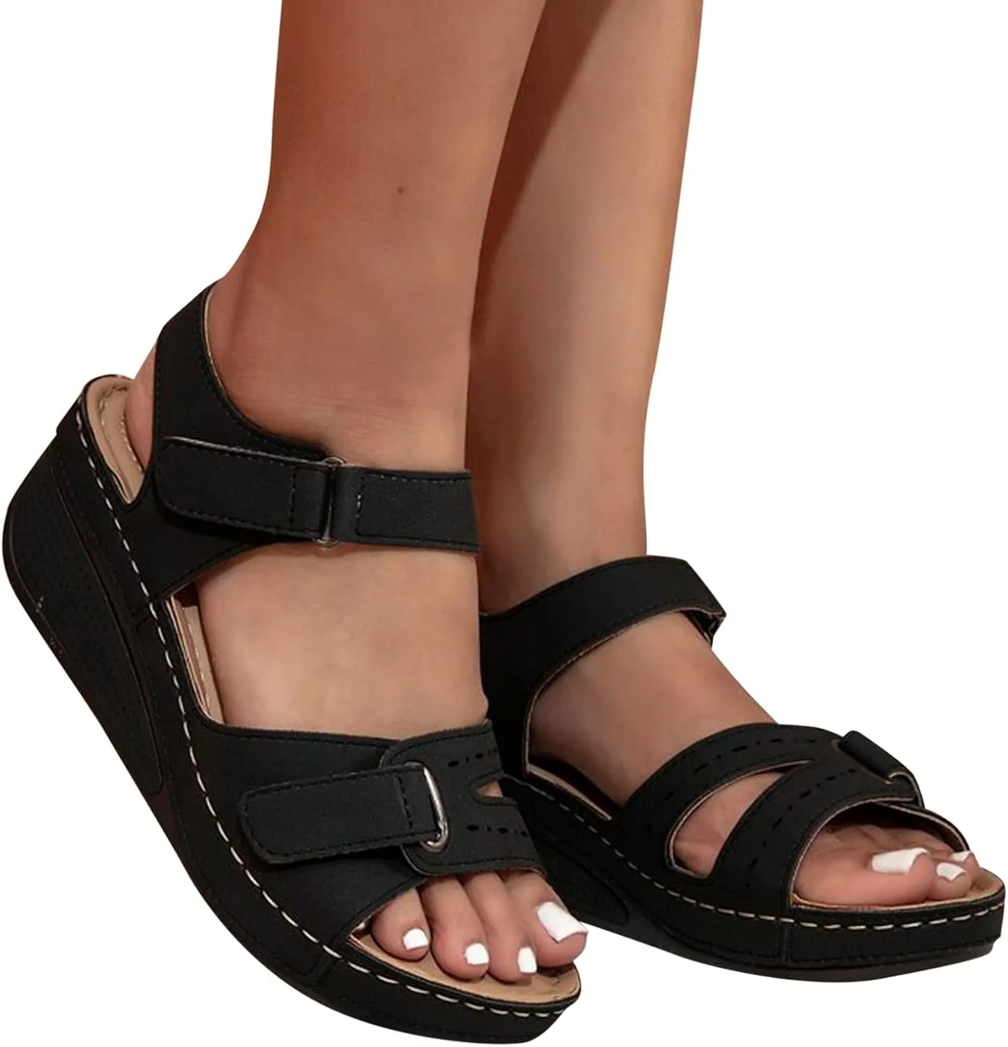 Sandals for Women 2025, Soft & Stylish Wedge Sandals for Effortless Comfort Leather Orthopedic Platform Arch Support Shoes