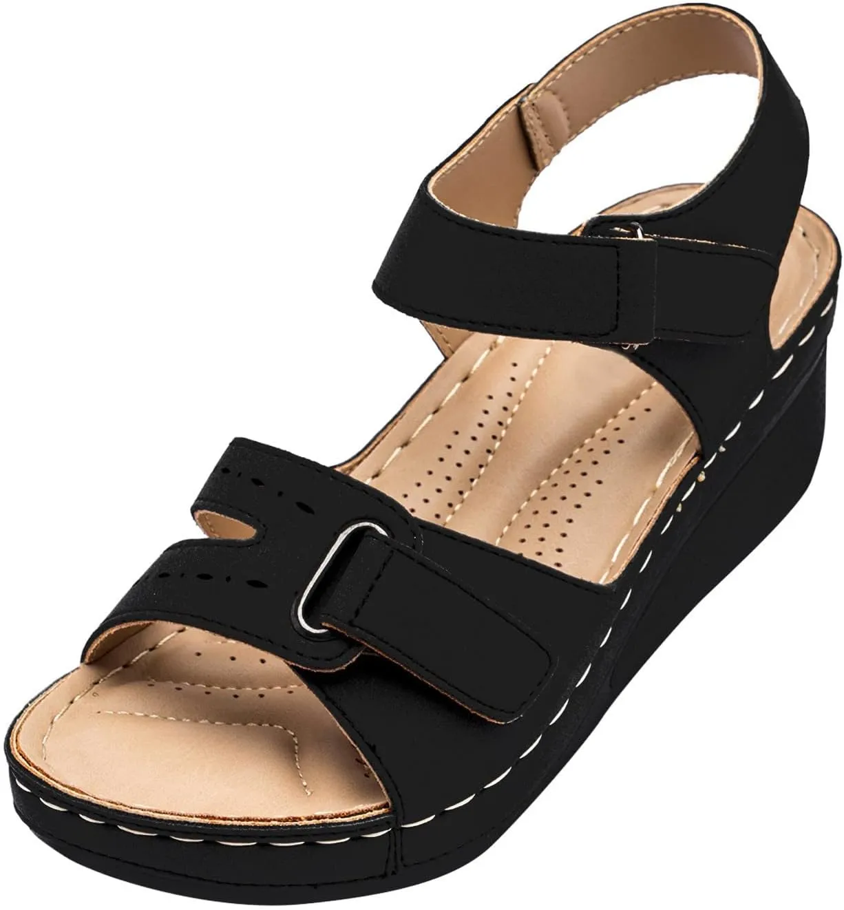 Sandals for Women 2025, Soft & Stylish Wedge Sandals for Effortless Comfort Leather Orthopedic Platform Arch Support Shoes