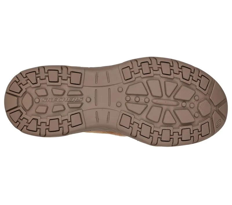 Skechers Creston Garvis Tan Slip On Rounded Toe Faux Fur Lining Classic Loafers