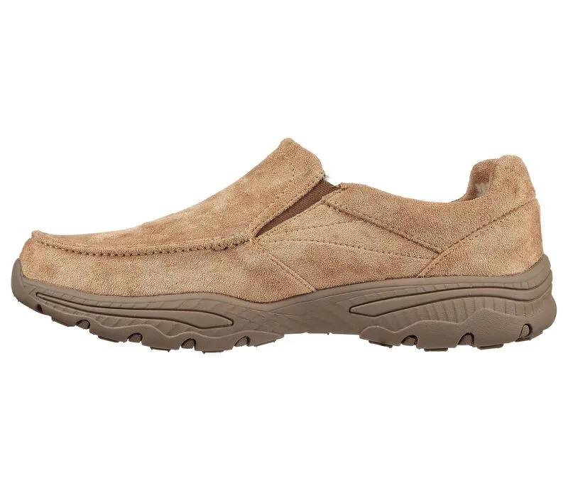 Skechers Creston Garvis Tan Slip On Rounded Toe Faux Fur Lining Classic Loafers