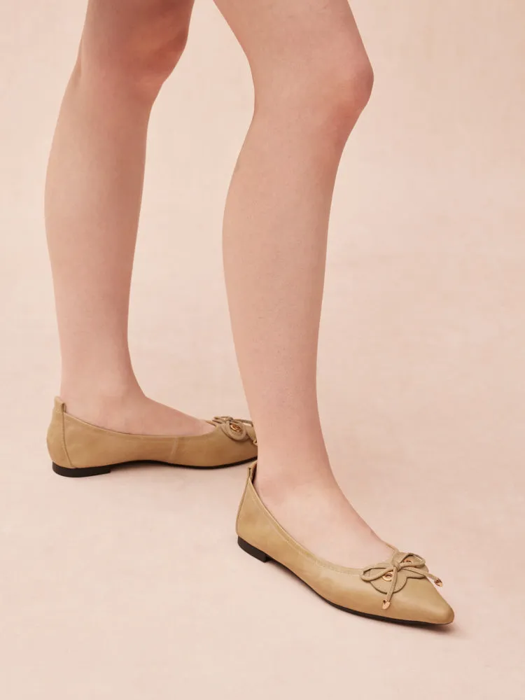 Waverly Eyelet Bow Pointed Toe Flats