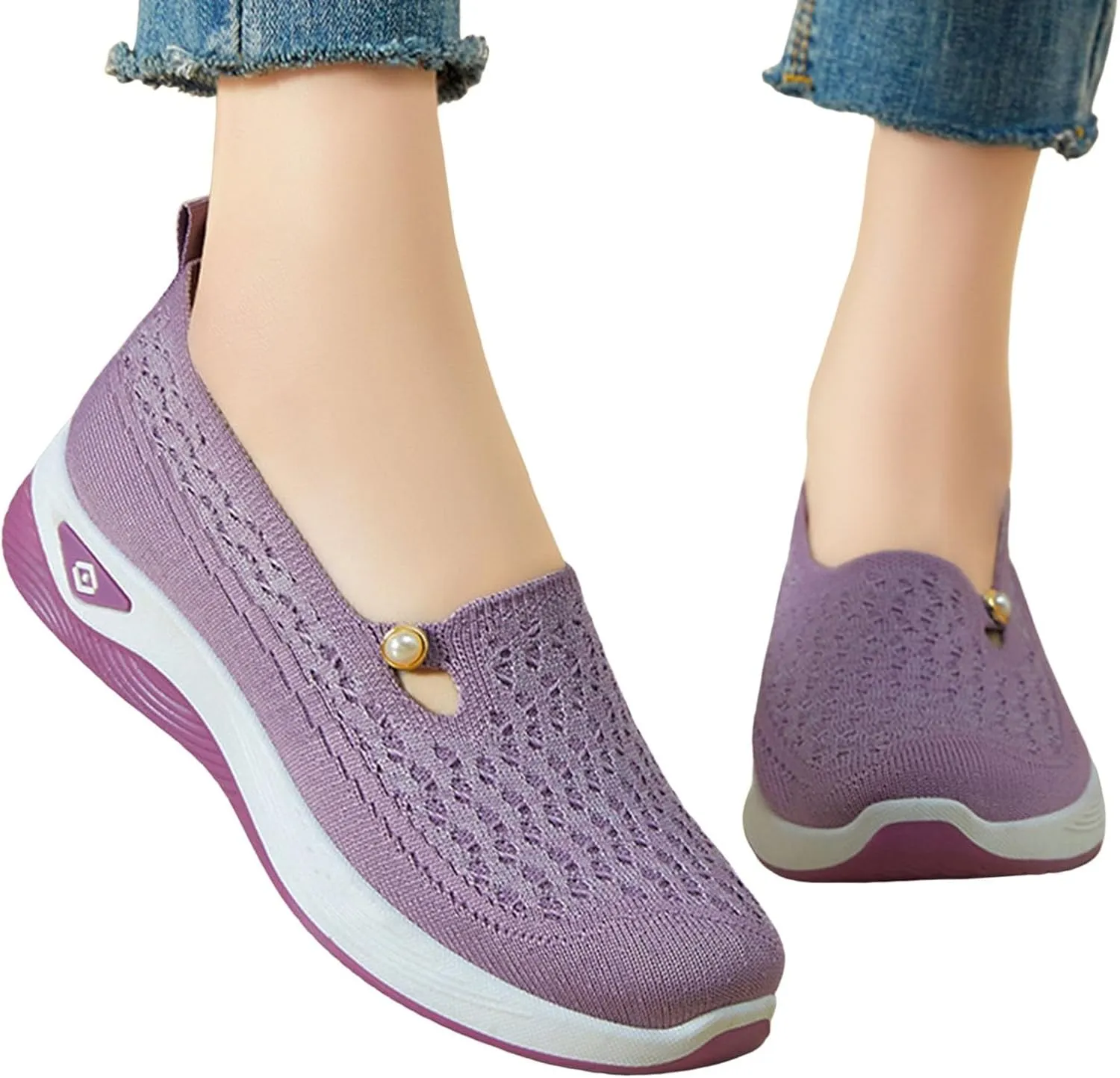 Women Orthopedic Shoes Breathable Soft Mesh Go Walking Shoes Lightweight Slip on Memory Foam Athletic Tennis Sneakers