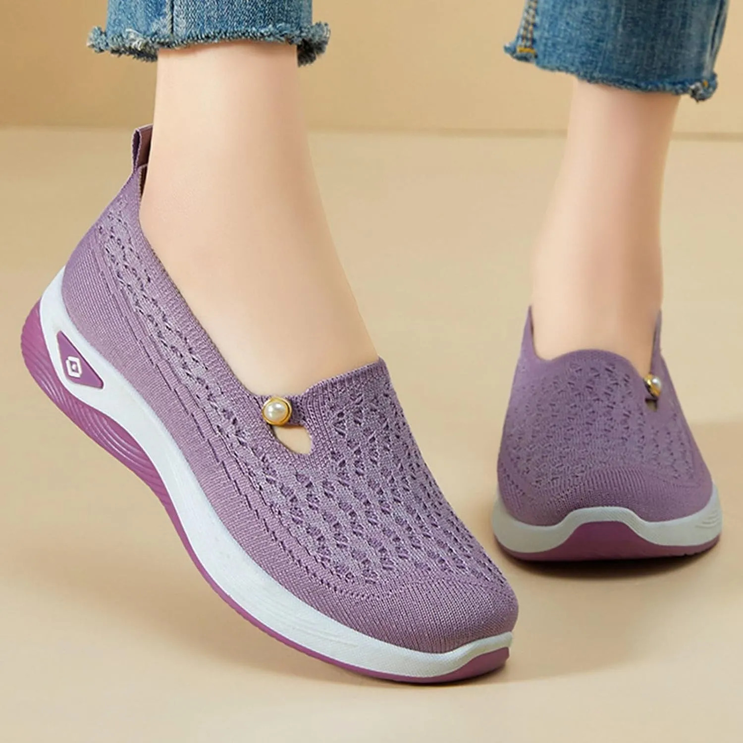 Women Orthopedic Shoes Breathable Soft Mesh Go Walking Shoes Lightweight Slip on Memory Foam Athletic Tennis Sneakers