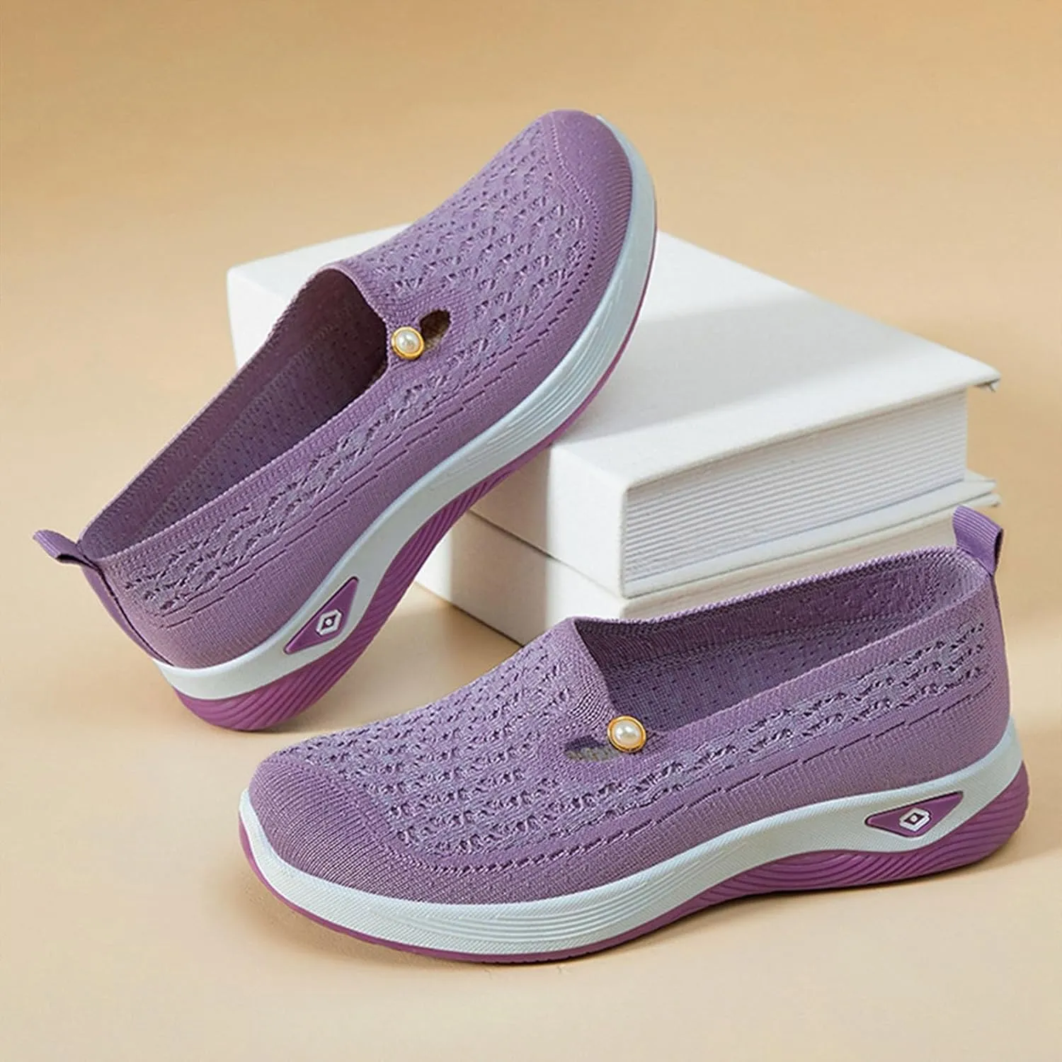 Women Orthopedic Shoes Breathable Soft Mesh Go Walking Shoes Lightweight Slip on Memory Foam Athletic Tennis Sneakers