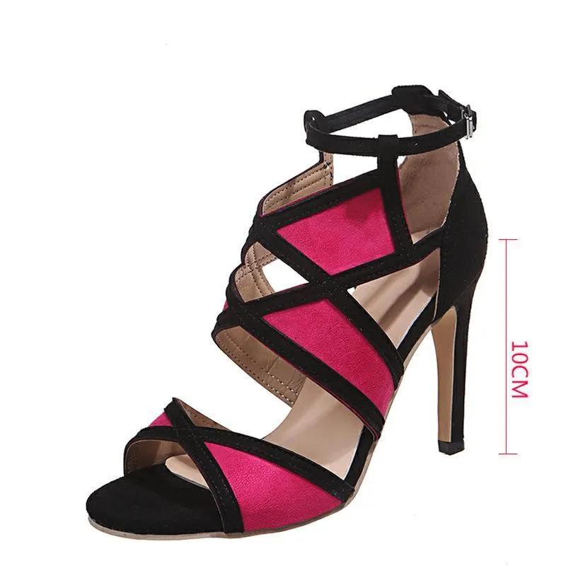 Women peep toe hollow criss cross strap stiletto high heels