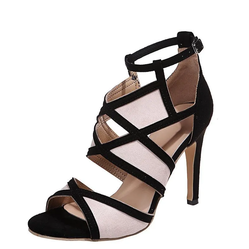 Women peep toe hollow criss cross strap stiletto high heels