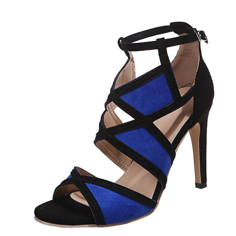 Women peep toe hollow criss cross strap stiletto high heels