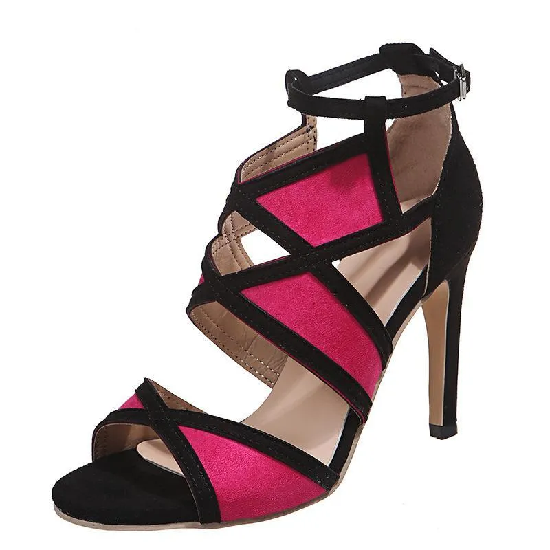 Women peep toe hollow criss cross strap stiletto high heels