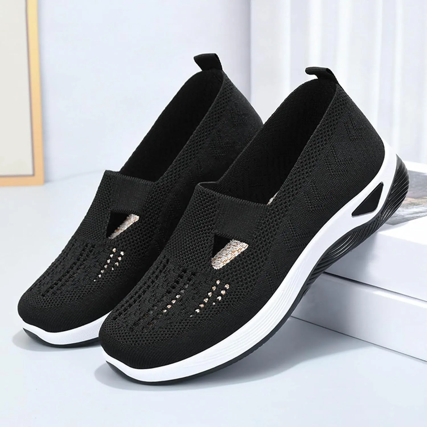 Womens Casual Slip On Loafers Comfortable Walking Shoes Lightweight Canvas Sneakers Flat Non Slip Flats