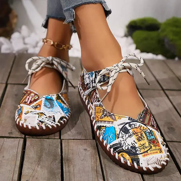 Women's Lace-Up Flat Breathable Shoes 38322967C