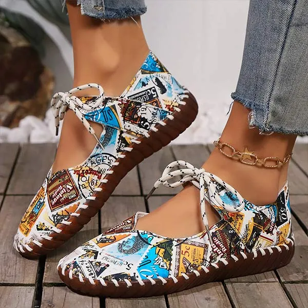 Women's Lace-Up Flat Breathable Shoes 38322967C