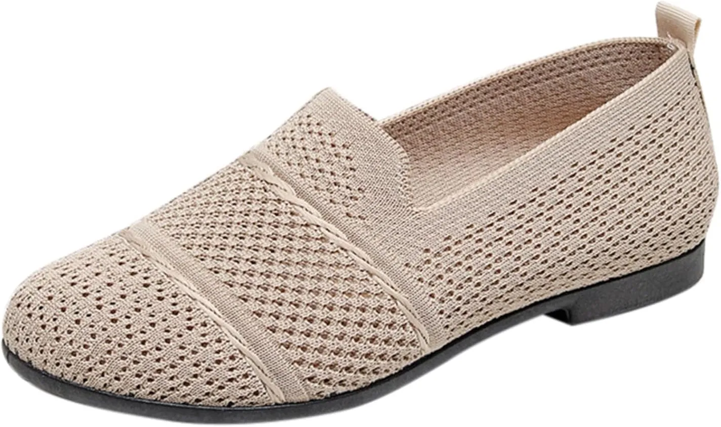 Women's Low Heel Casual Shoes Soft Sole Slip On Loafers Comfortable Wide Width Orthopedic Sneakers Breathable Lightweight Work Shoes