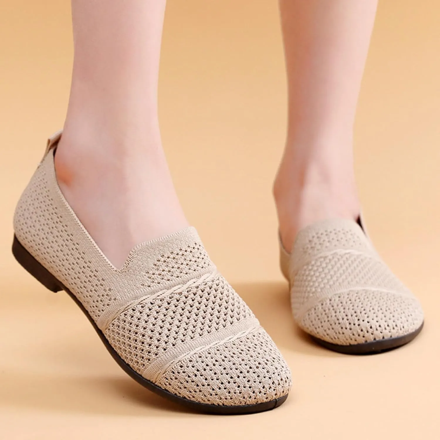 Women's Low Heel Casual Shoes Soft Sole Slip On Loafers Comfortable Wide Width Orthopedic Sneakers Breathable Lightweight Work Shoes
