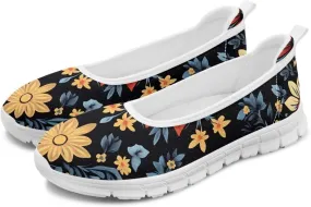 Women's Mesh Flats Shoes Breathable Slip on Shoes Casual Flats Comfortable Walking Shoes White Sole