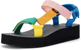 Women's Platform Sandals Casual Adjustable Shoes with Arch Support Yoga Mat Insole Light Weight Flatform Sandals