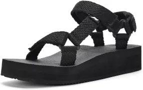Women's Platform Sandals Casual Adjustable Shoes with Arch Support Yoga Mat Insole Light Weight Flatform Sandals