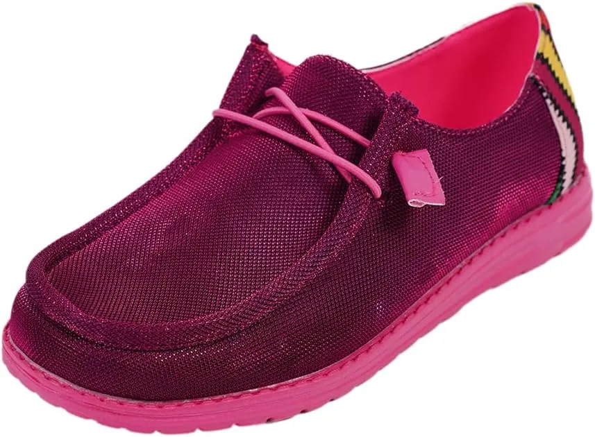 Women's Solid Color Canvas Loafers Lightweight Lace-Up Comfortable Walking Flats