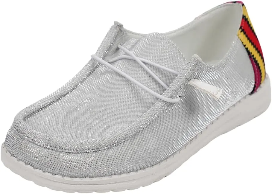 Women's Solid Color Canvas Loafers Lightweight Lace-Up Comfortable Walking Flats