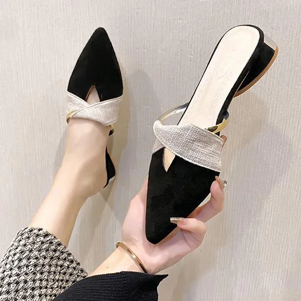 Women's Stylish Pointed Toe Casual Half Slippers 93863955S