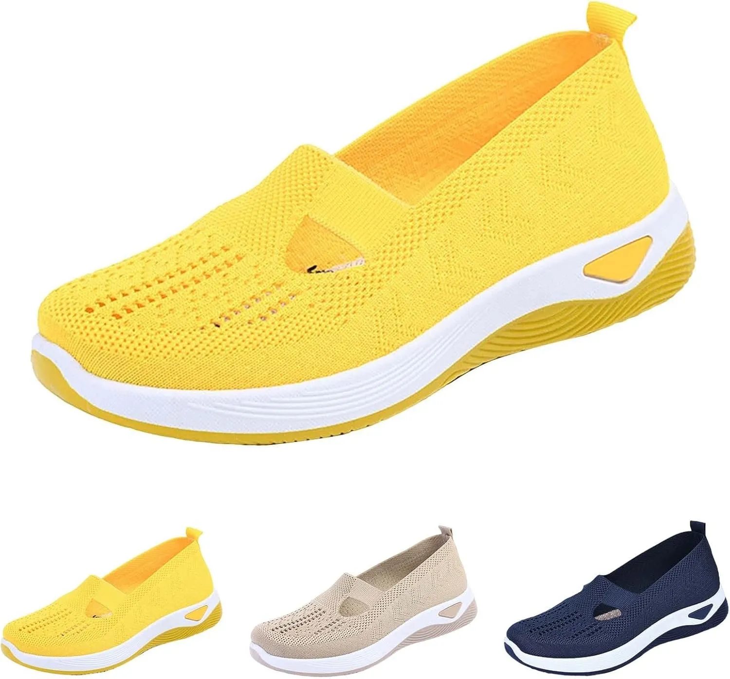Women's Woven Orthopedic Breathable Soft Shoes Running Shoes for Women Wide Feet White Casual Shoes White Platform Sneakers Waterproof Tennis Shoe Trainers Shoe