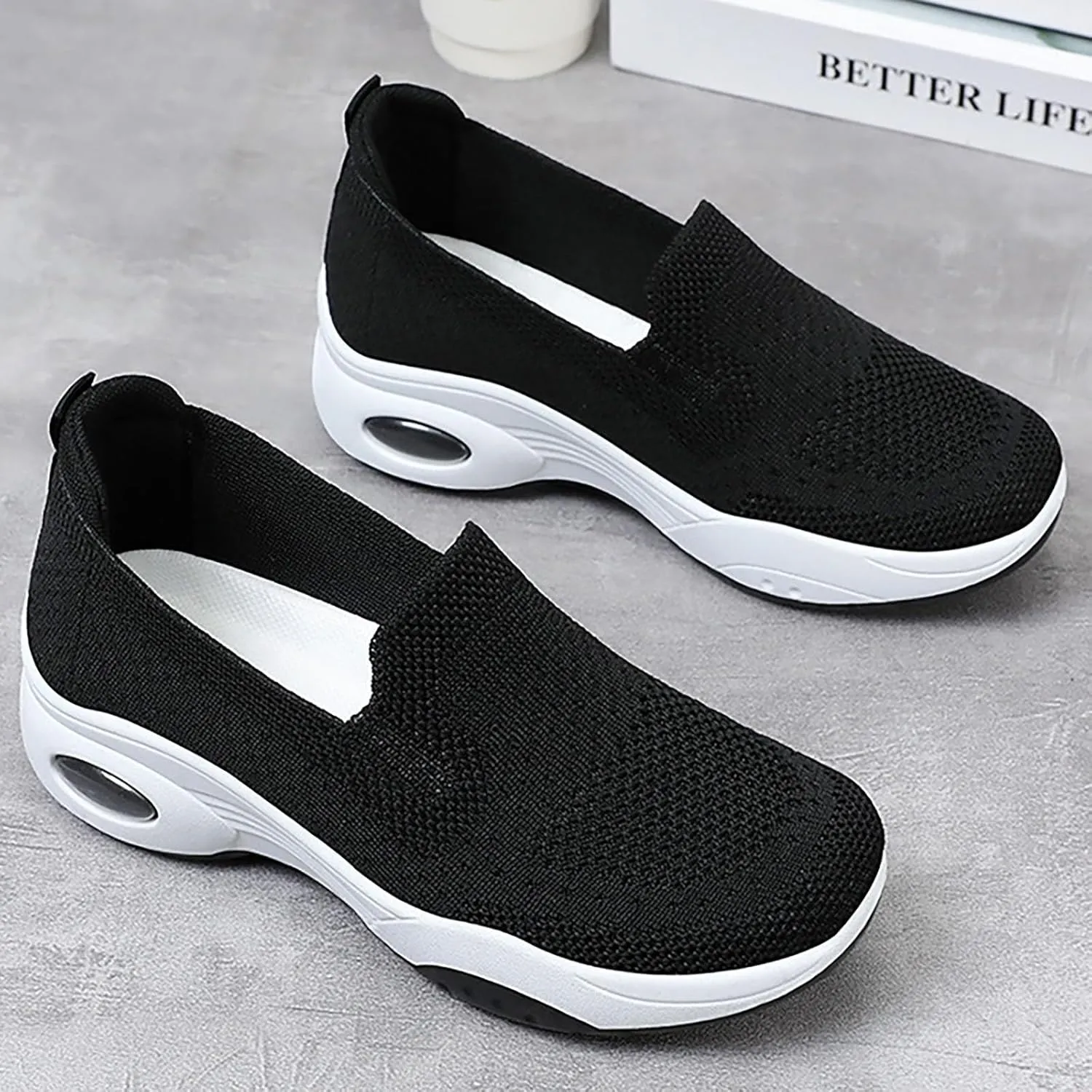 Women's Woven Orthopedic Soft Breathable Shoes Outdoor Comfort Fashion Casual Sneakers Wide Slip-on Tennis Shoes Arch Support Foam Shoes
