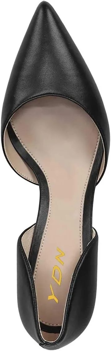 YDN Women Classic Mid Heels D'Orsay Pumps Suede Pointed Toe Slip On Dressy Stilettos Shoes Size 4-16