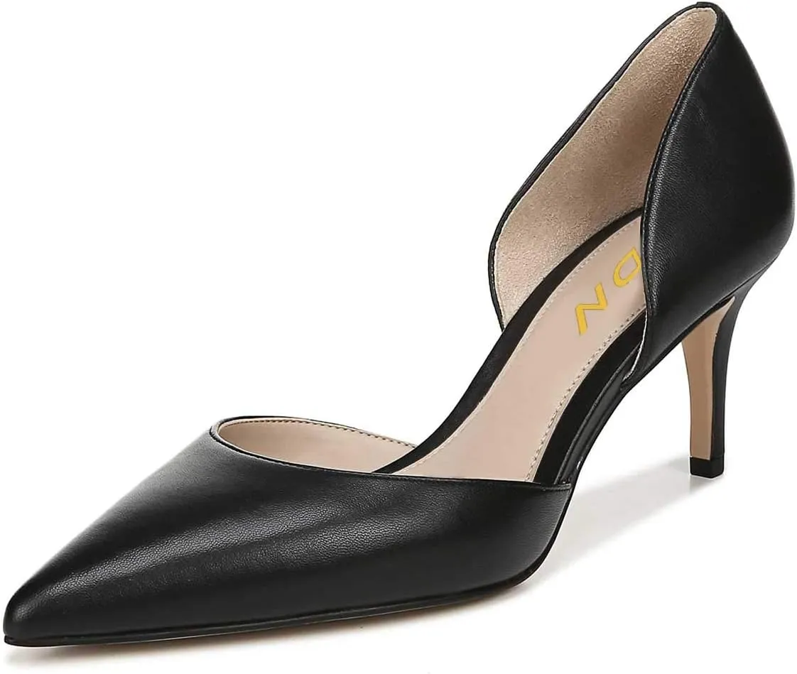 YDN Women Classic Mid Heels D'Orsay Pumps Suede Pointed Toe Slip On Dressy Stilettos Shoes Size 4-16