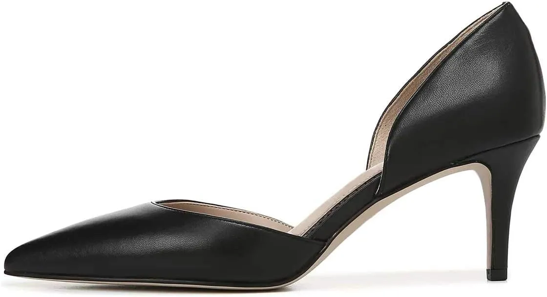 YDN Women Classic Mid Heels D'Orsay Pumps Suede Pointed Toe Slip On Dressy Stilettos Shoes Size 4-16